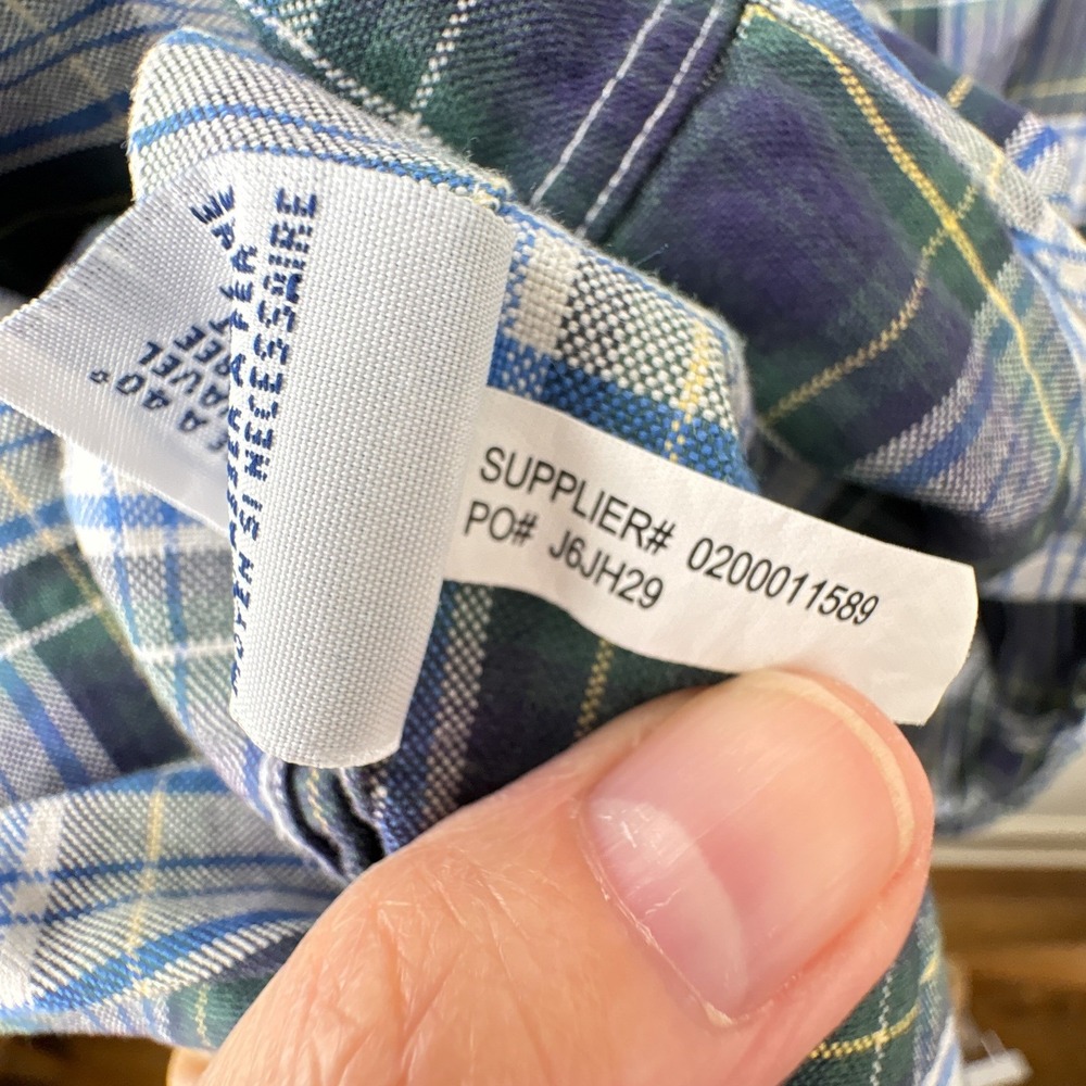 Ralph Lauren Button Down Shirt Mens Medium Navy Blue White Tartan Plaid Preppy - Picture 9 of 9